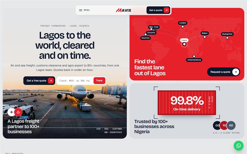 Mavix Logistics website